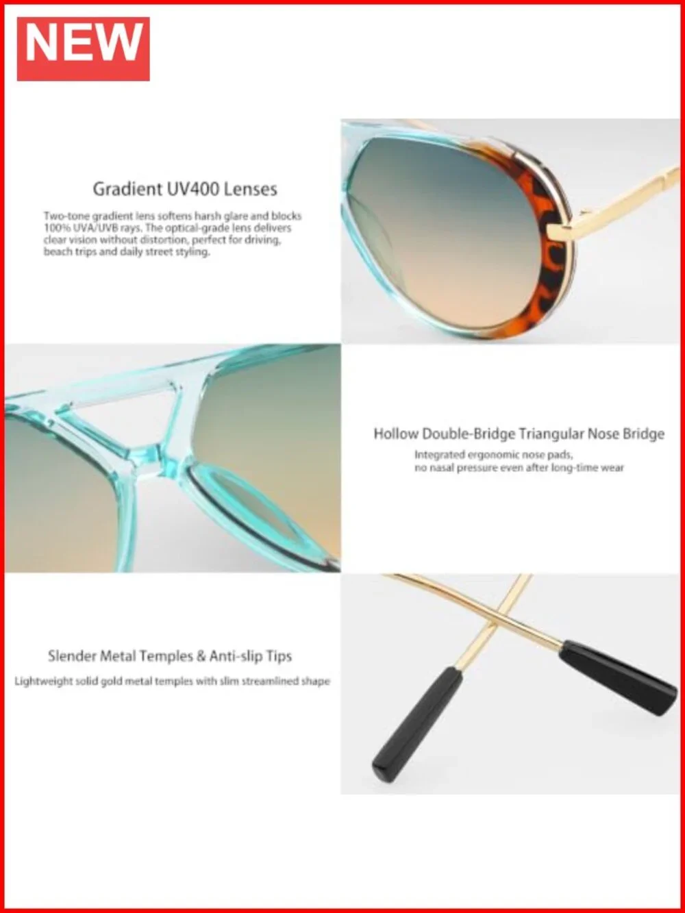 Oversized Aviator Sunglasses Retro Pilot Shades Vintage Chunky UV400